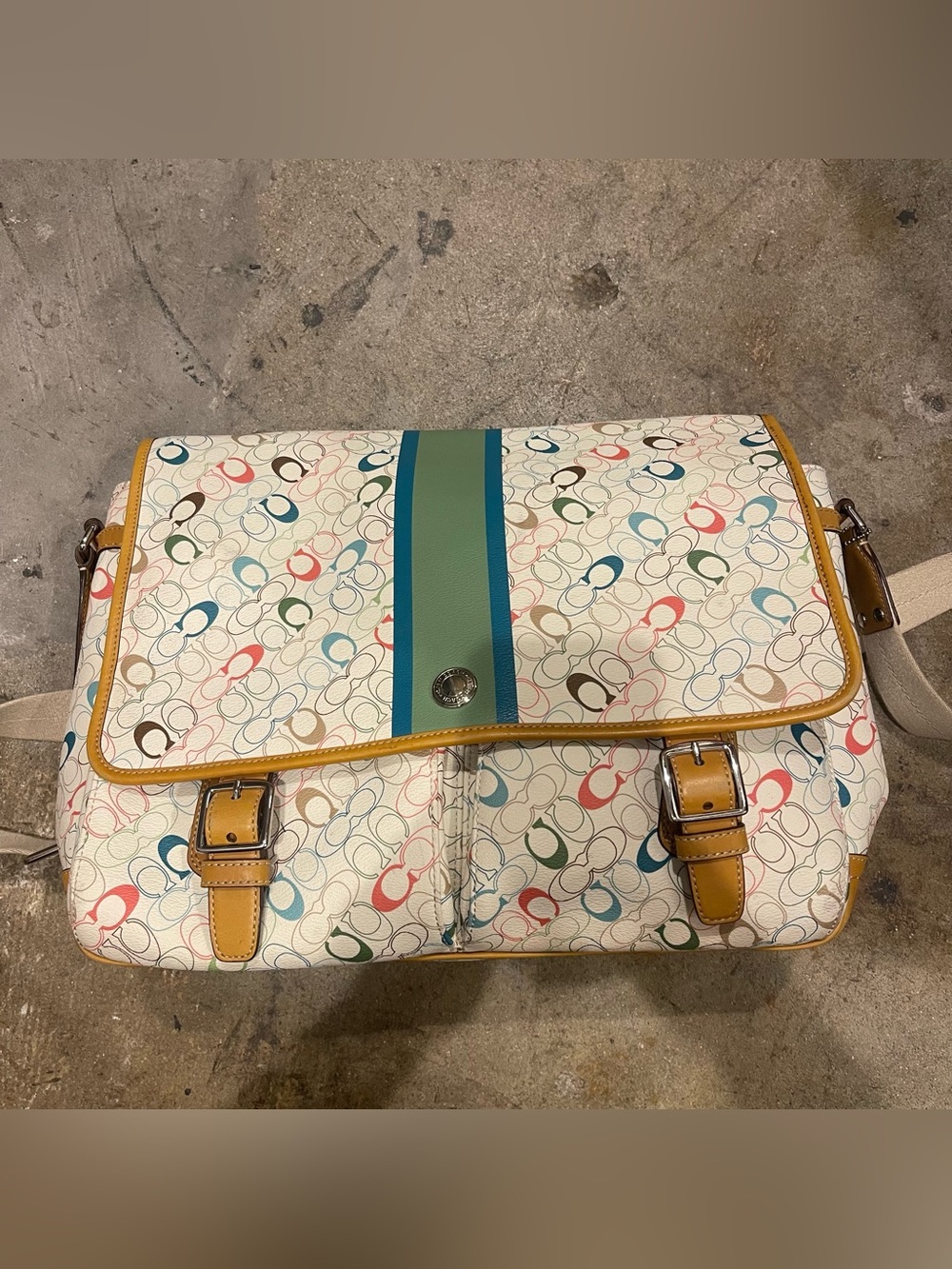 COACH Men’s Multicolor Candy Monogram Messenger Bag EUC Authentic